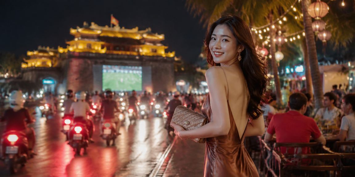 Màn hình đăng ký tài khoản với ánh đèn neon rực rỡ tại Huế